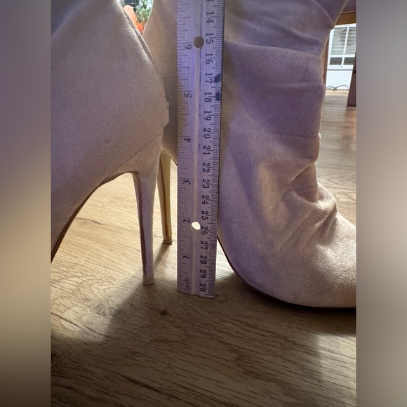 Simmi London Crème Suede sock boot 4” stiletto heel - Picture 8 of 15